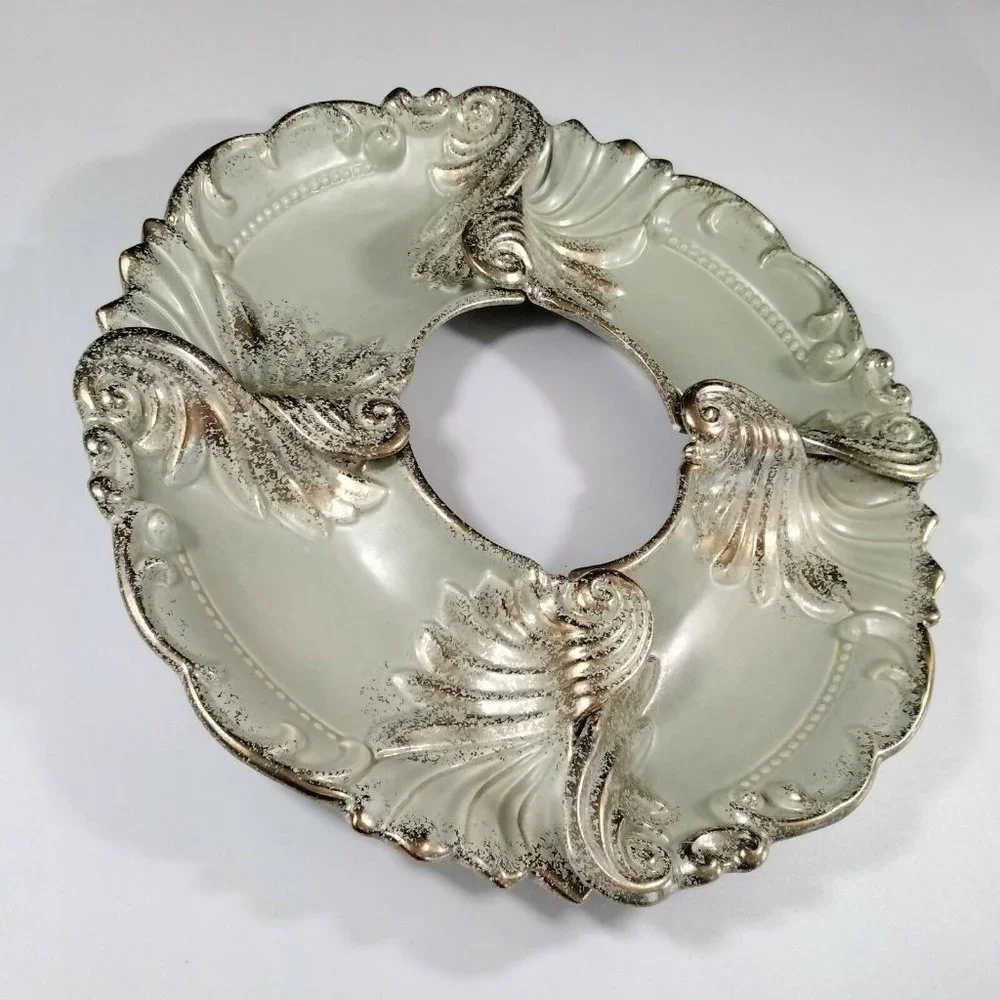 Florentine Nesting Serving Plates Chip Dip Set Ideal Originals 1962 Gold Gilded
